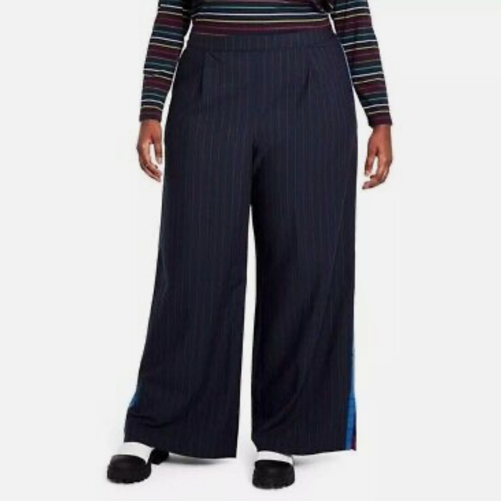 La Ligne x Target Trousers Plus 1X Side Stripe Wide Leg Navy/Red